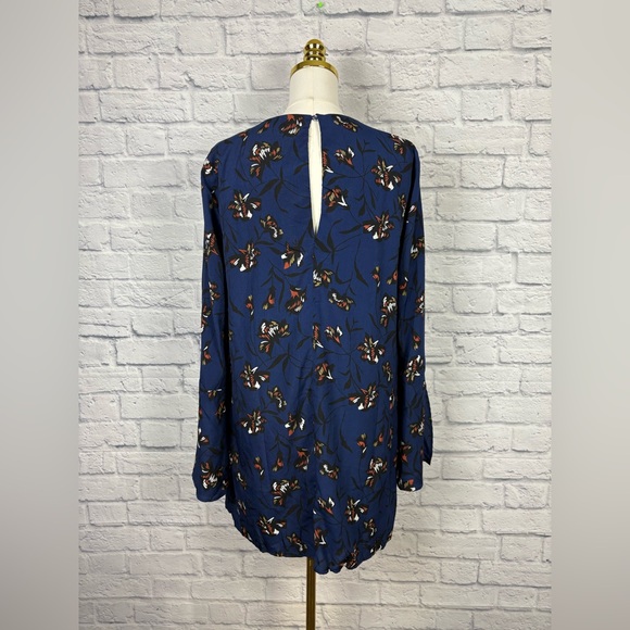 NWT Lulus Pleasant Valley Navy Blue Floral Print Long Sleeve Shift Dress Large - Picture 7 of 9